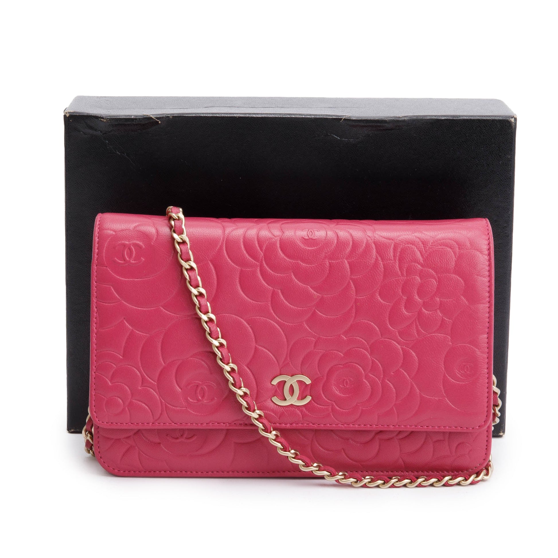 Chanel Quilted Camellia Classic on Leather Lambskin Pink Wallet Case