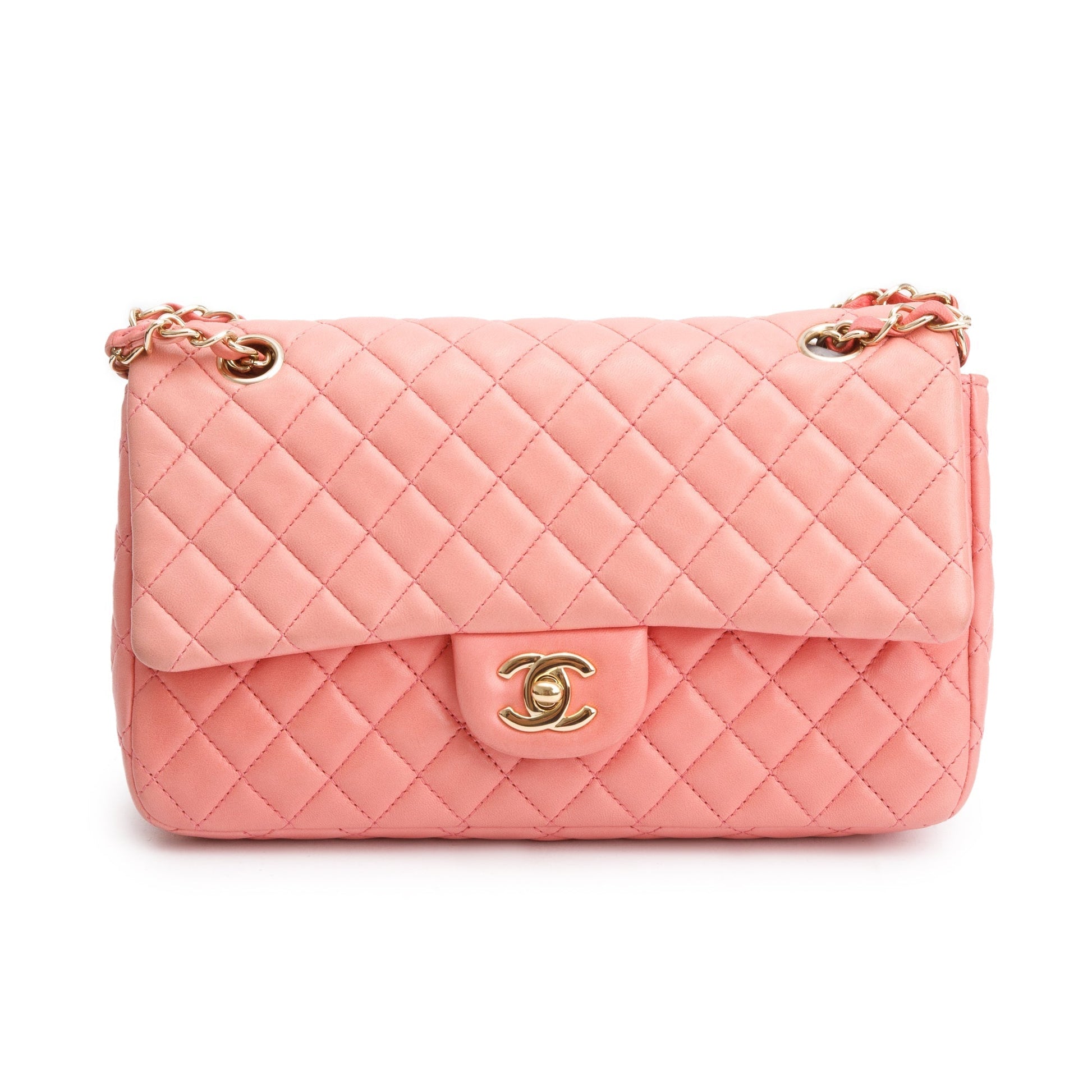 Chanel Quilted Classic Valentine Flap Leather Lambskin Pink Travel Bag