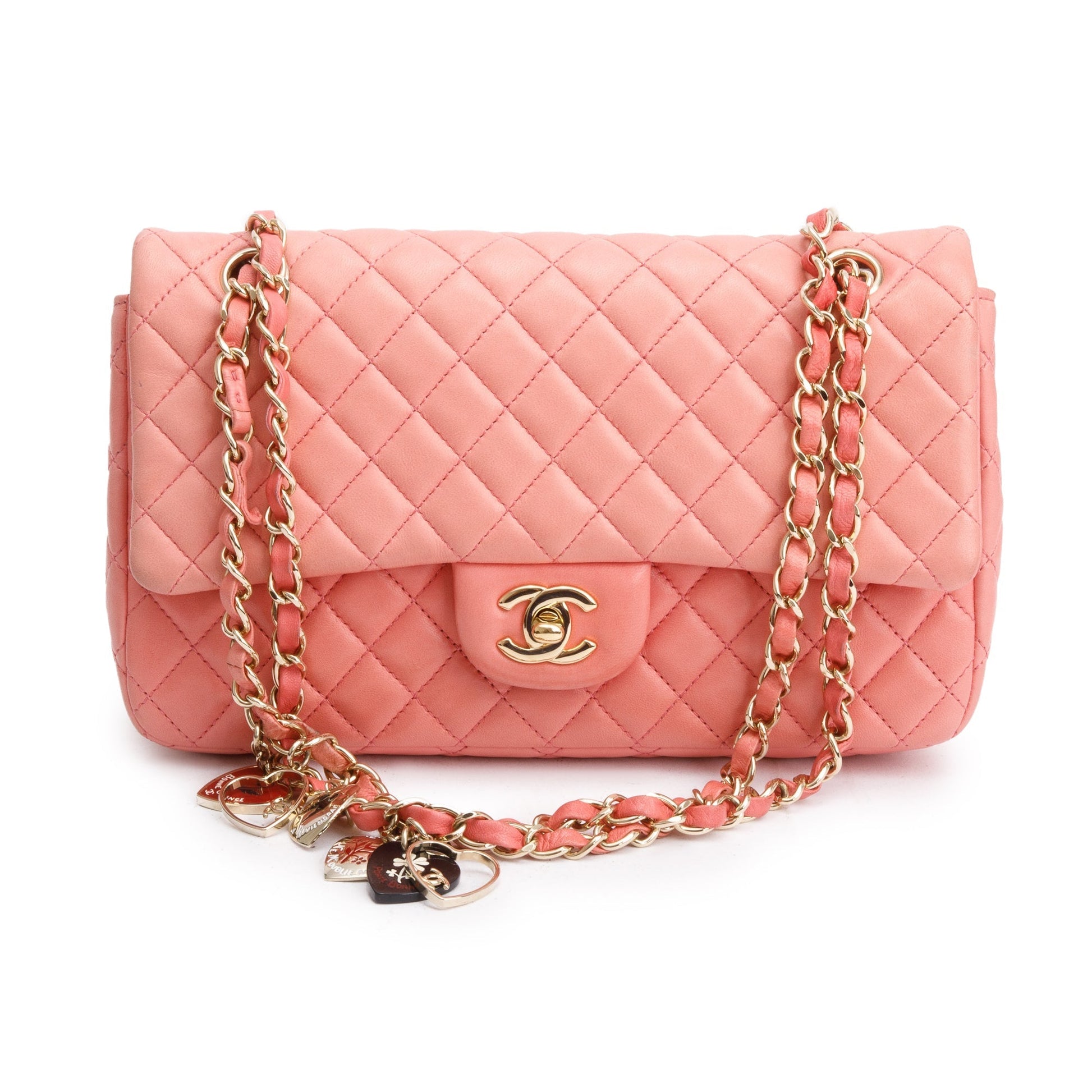 Chanel Quilted Classic Valentine Flap Leather Lambskin Pink Travel Bag