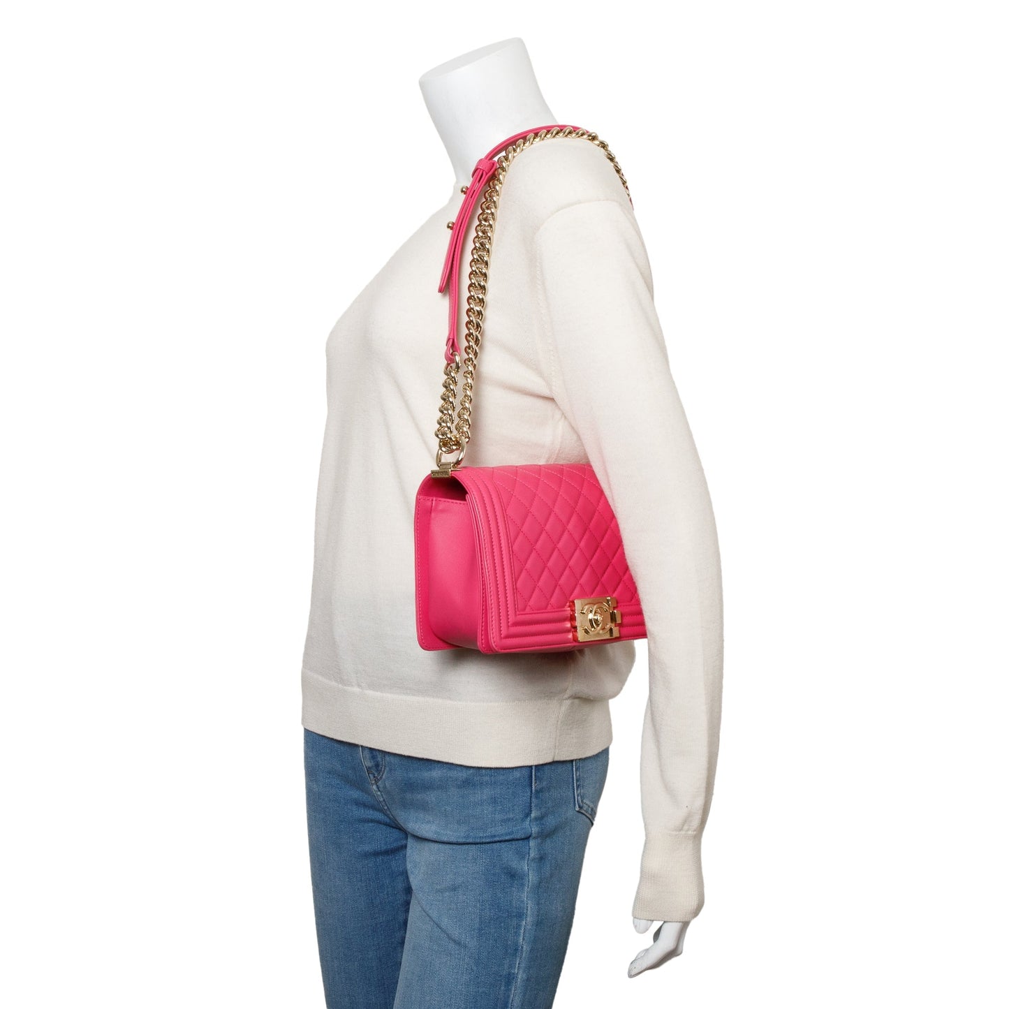 Chanel Quilted Boy Leather Lambskin Pink Travel Bag