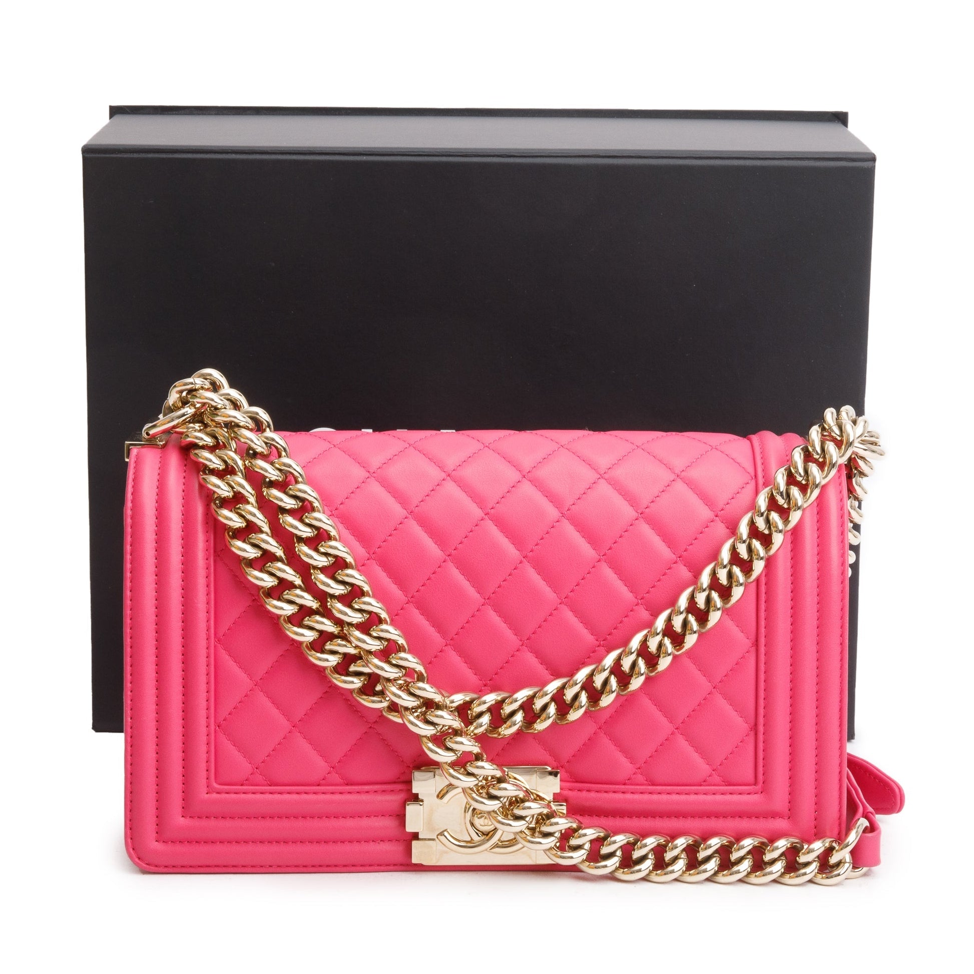Chanel Quilted Boy Leather Lambskin Pink Travel Bag