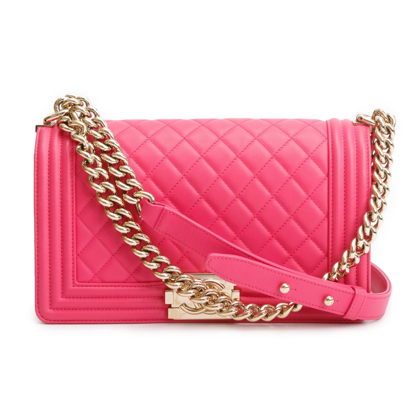 Chanel Quilted Boy Leather Lambskin Pink Travel Bag