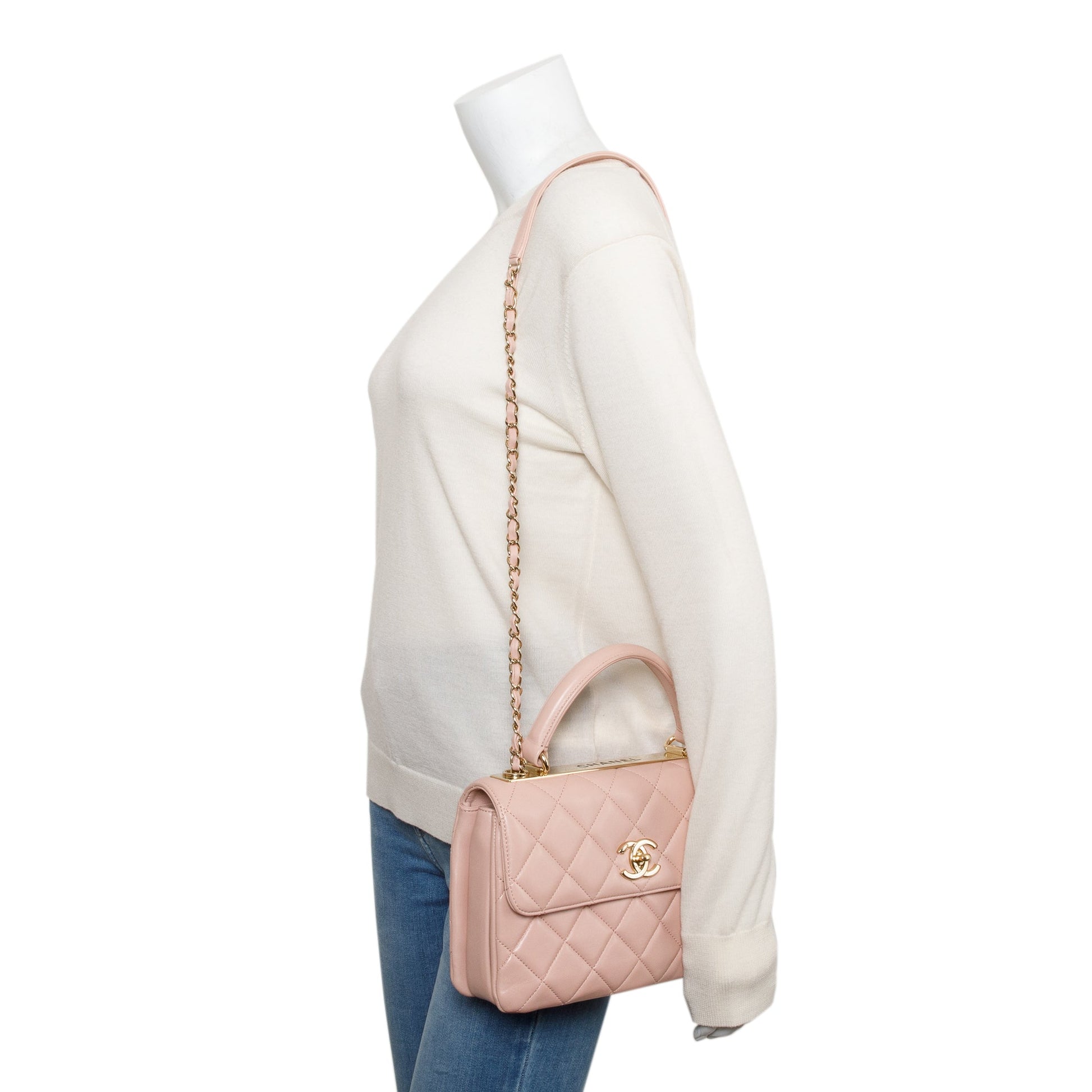 Chanel Quilted Trendy CC Top Handle Lambskin Pink Travel Bag