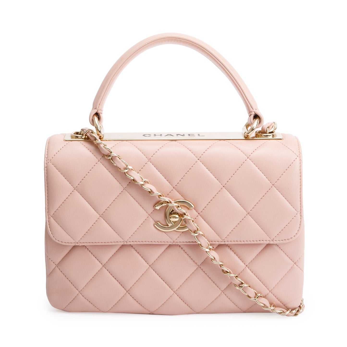 Chanel Quilted Trendy CC Top Handle Lambskin Pink Travel Bag