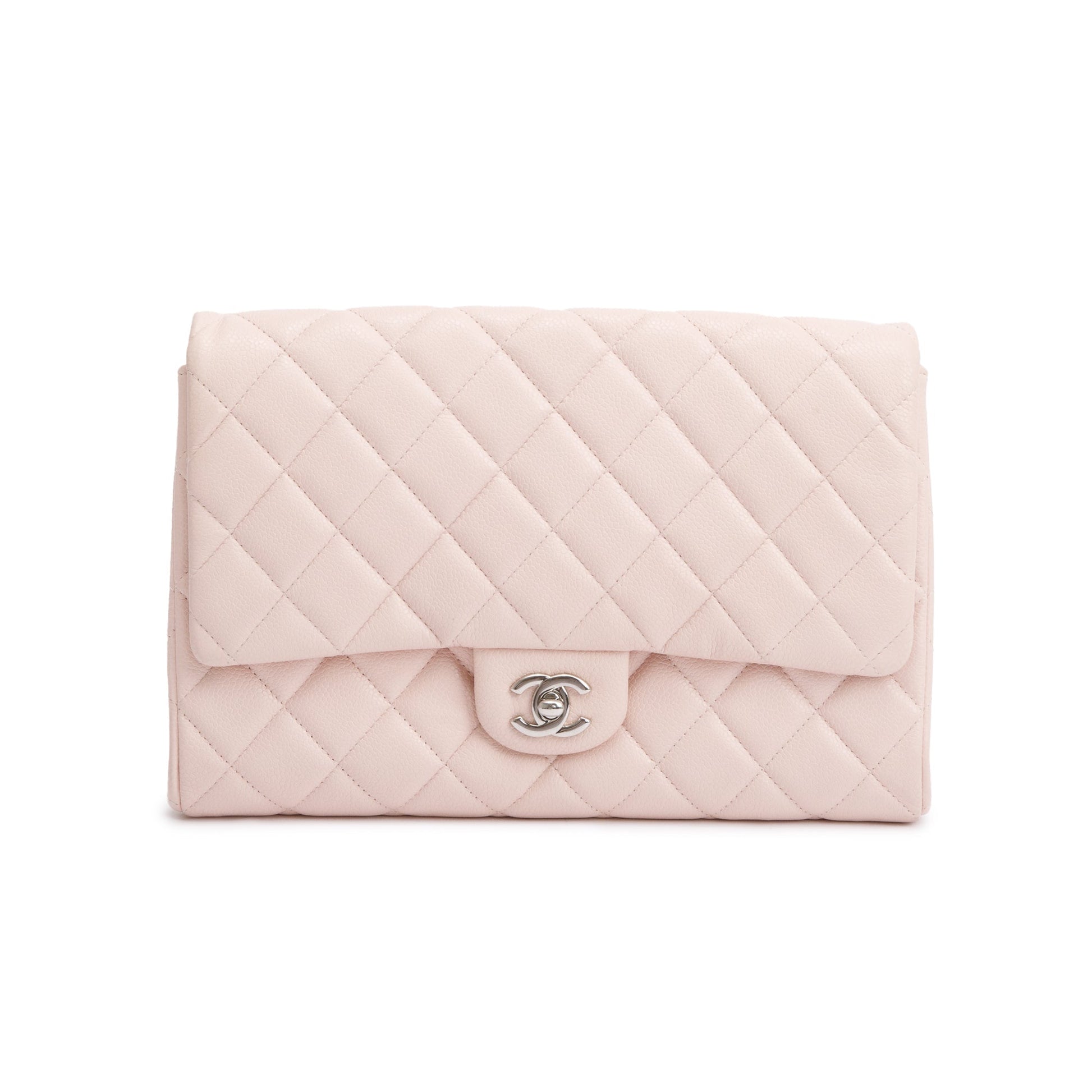 Chanel Quilted Flap Leather Pink Travel Bag