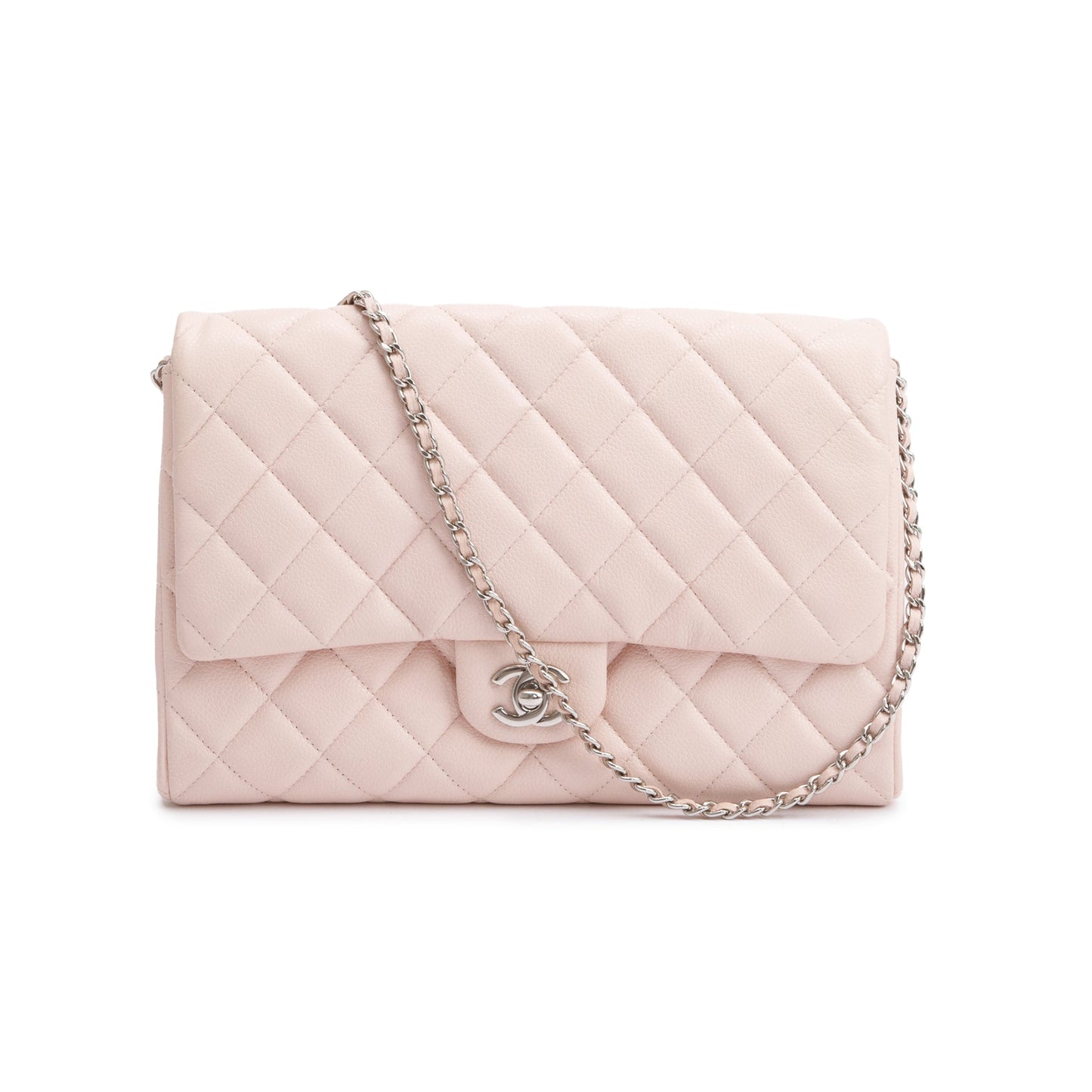 Chanel Quilted Flap Leather Pink Travel Bag