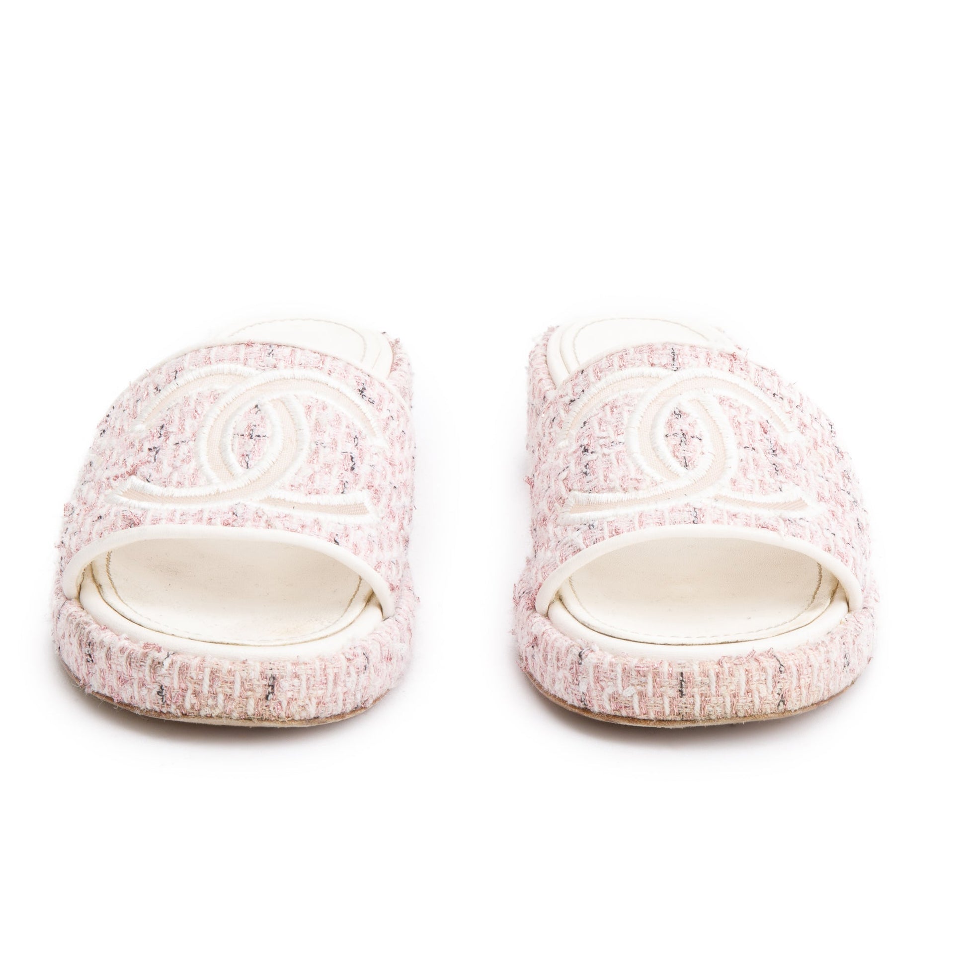 Chanel Tweed CC Logo Slides Pink Travel Bag