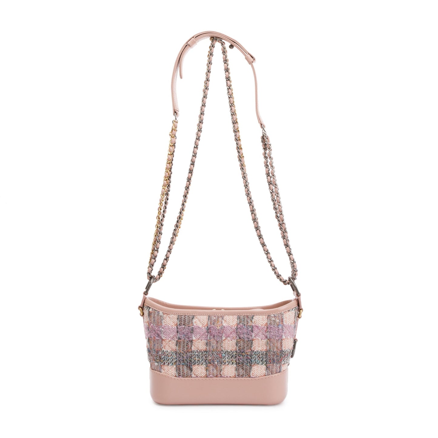 Chanel Tweed Gabrielle Hobo Leather Calfskin Pink Travel Bag
