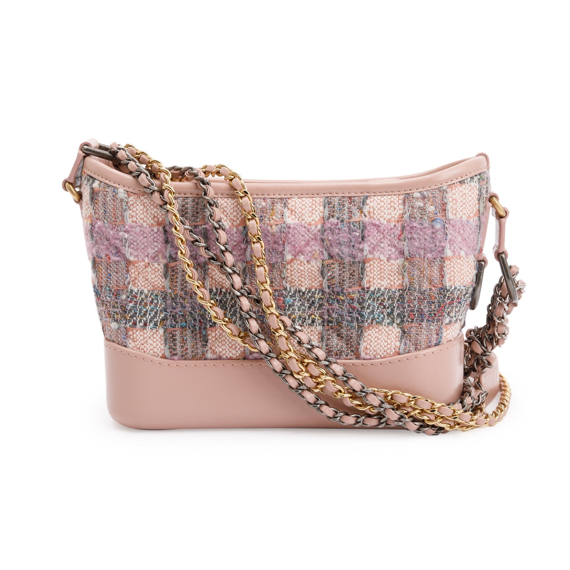 Chanel Tweed Gabrielle Hobo Leather Calfskin Pink Travel Bag