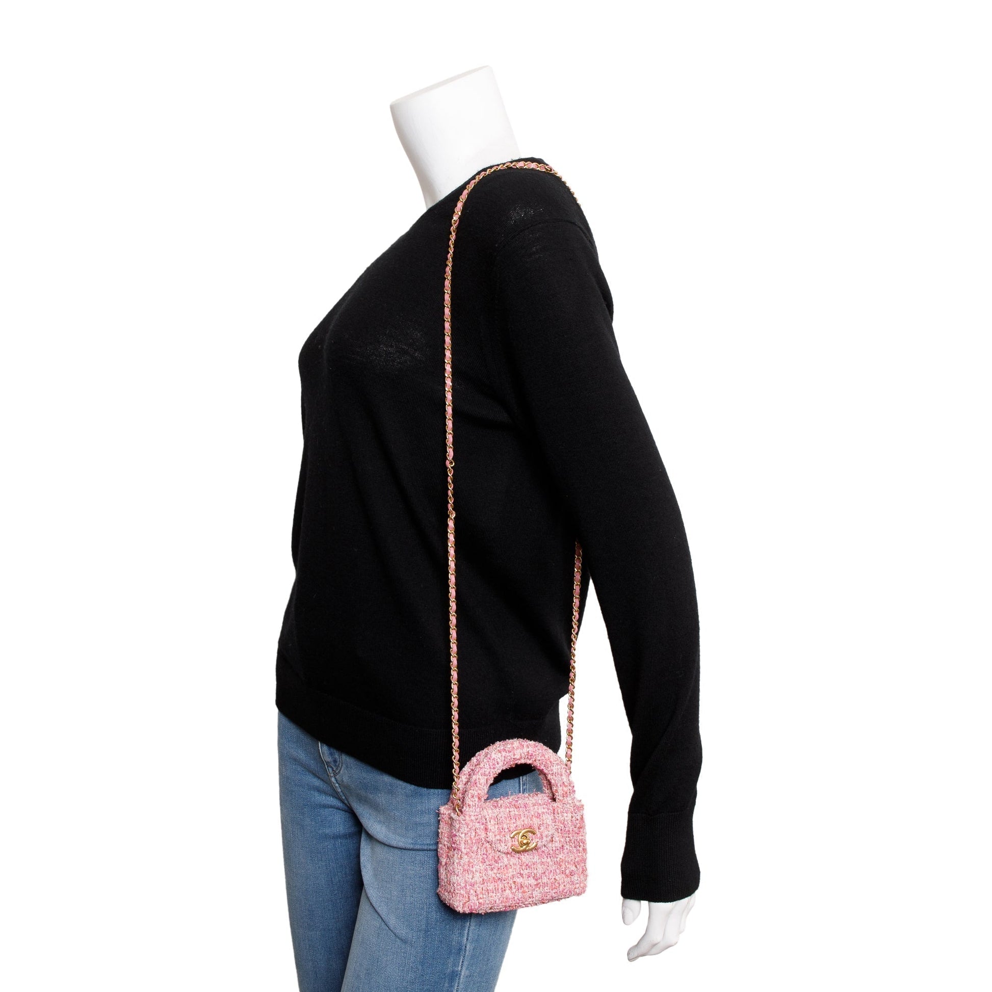 Chanel Tweed Kelly Shopper Pink Nano Travel Bag
