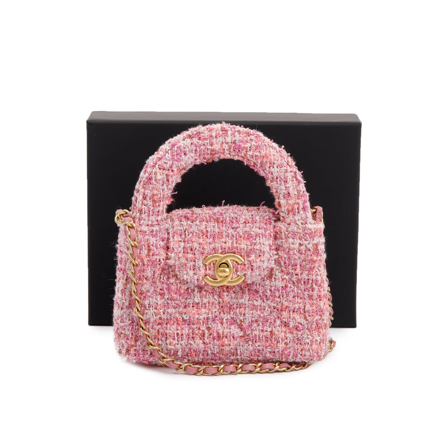 Chanel Tweed Kelly Shopper Pink Nano Travel Bag