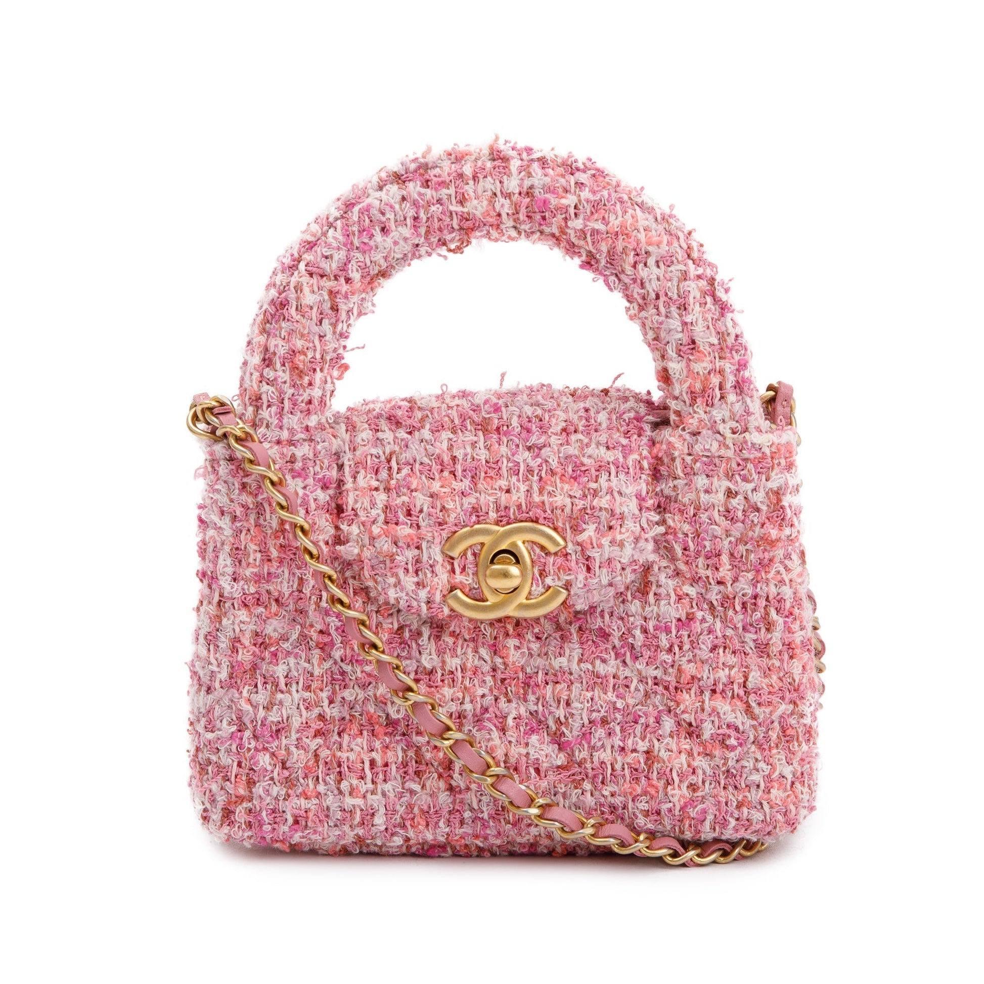 Chanel Tweed Kelly Shopper Pink Nano Travel Bag