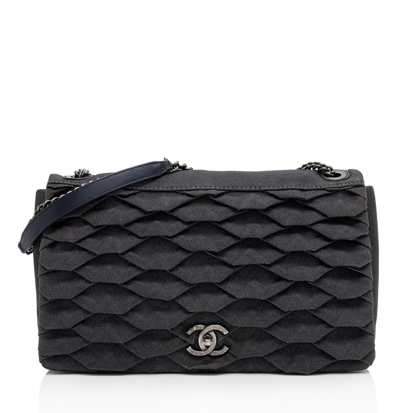 Chanel Pleated Denim Turtle Flap SHF-2bTG49 Shoulder Bag