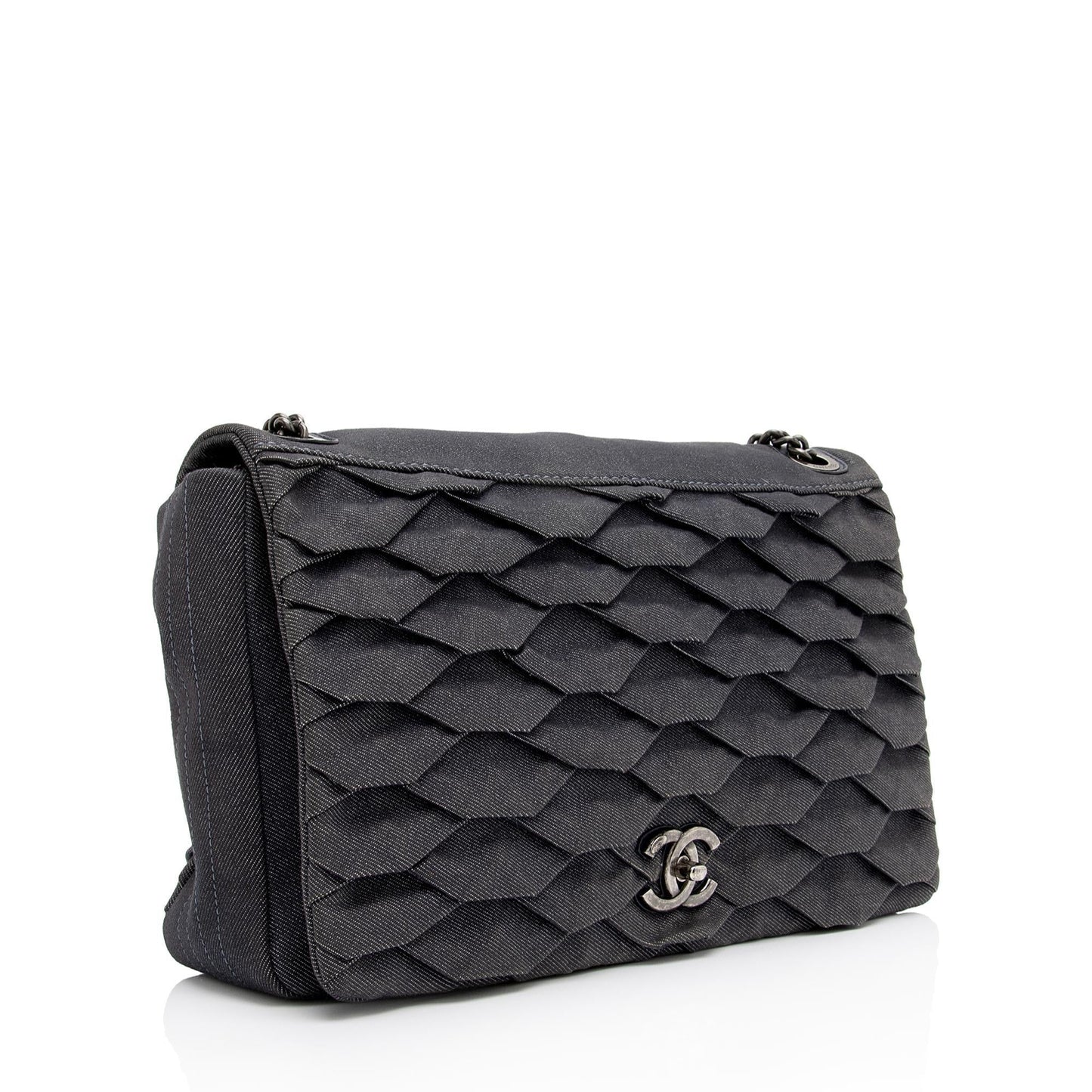 Chanel Pleated Denim Turtle Flap SHF-2bTG49 Shoulder Bag