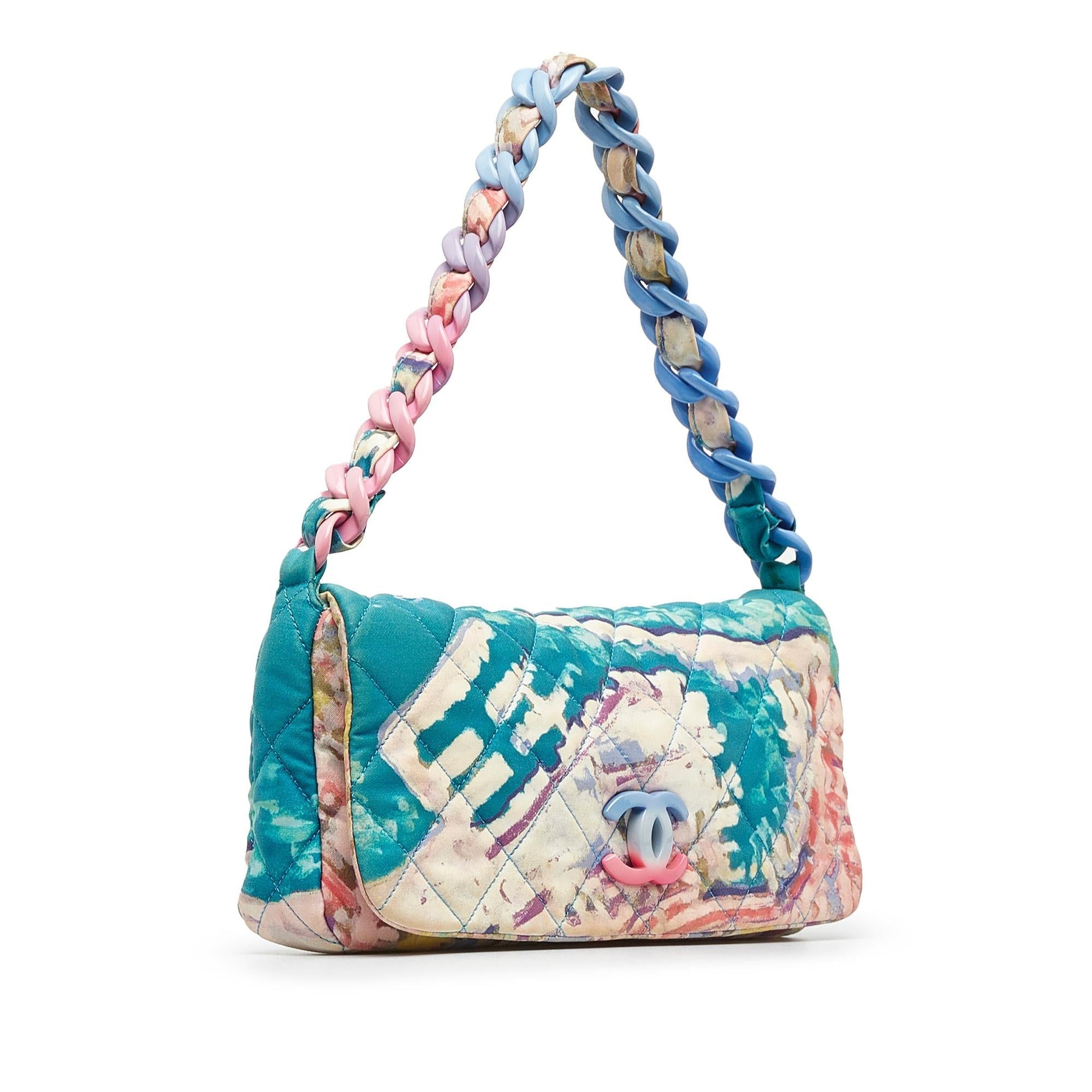 Chanel Printed Watercolor Pochette Flap SHG-LineIE Canvas Clutch Bag