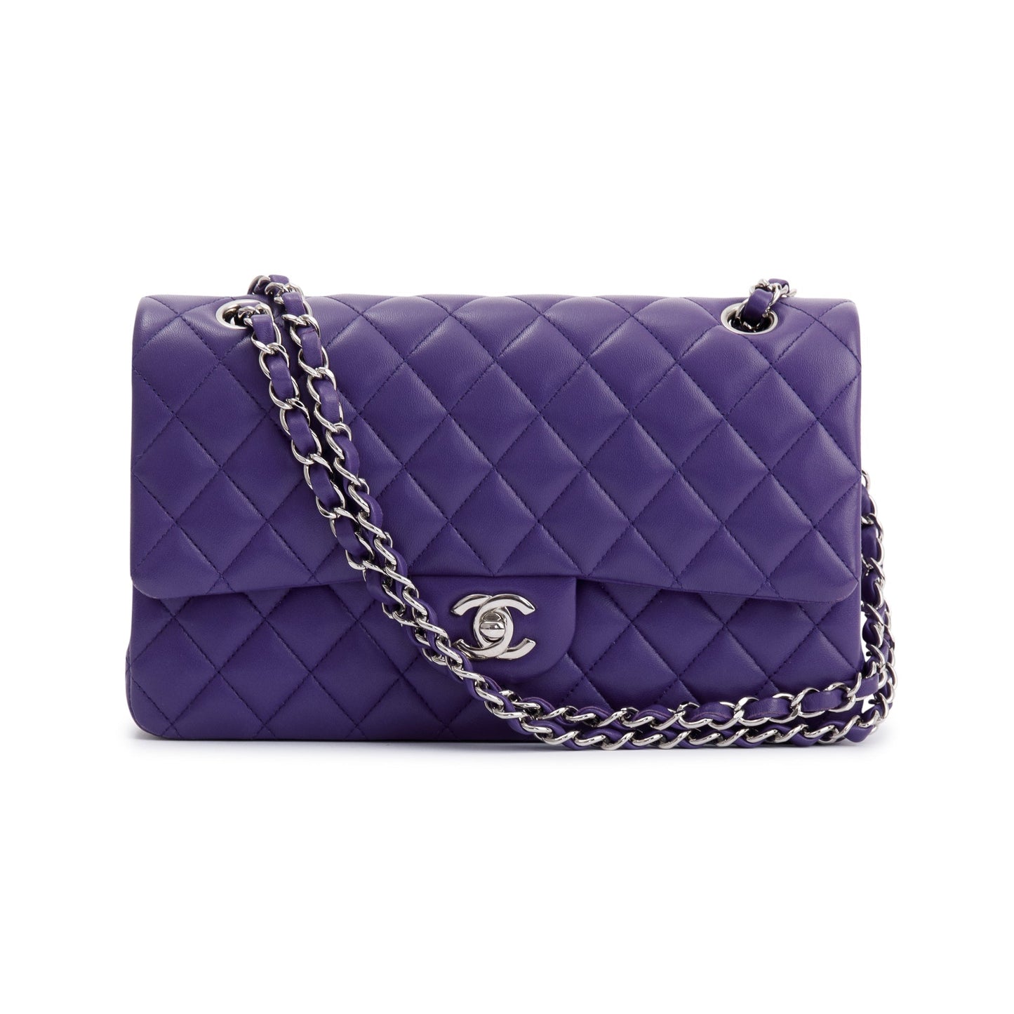 Chanel Purple Classic Double Flap Travel Bag