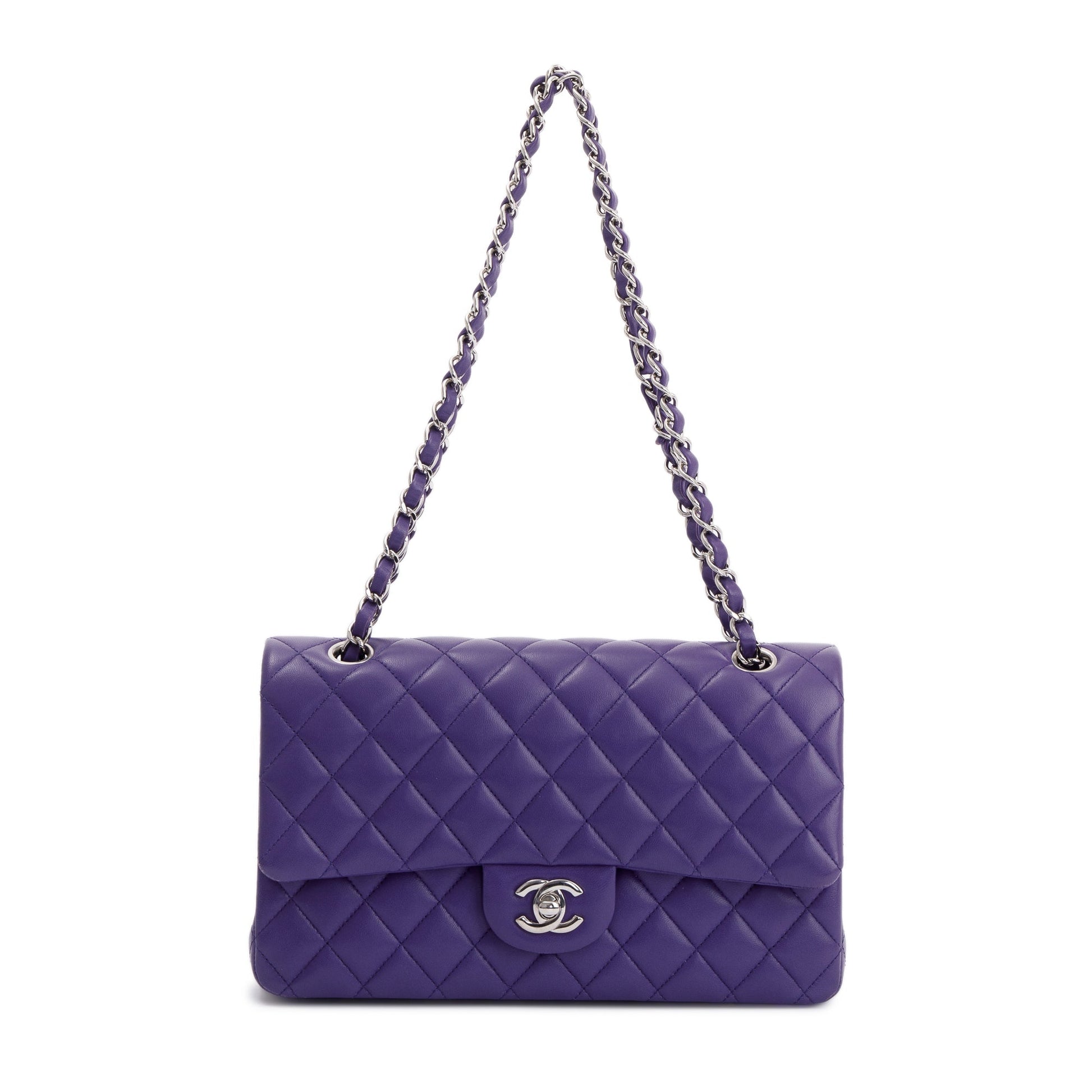 Chanel Purple Classic Double Flap Travel Bag