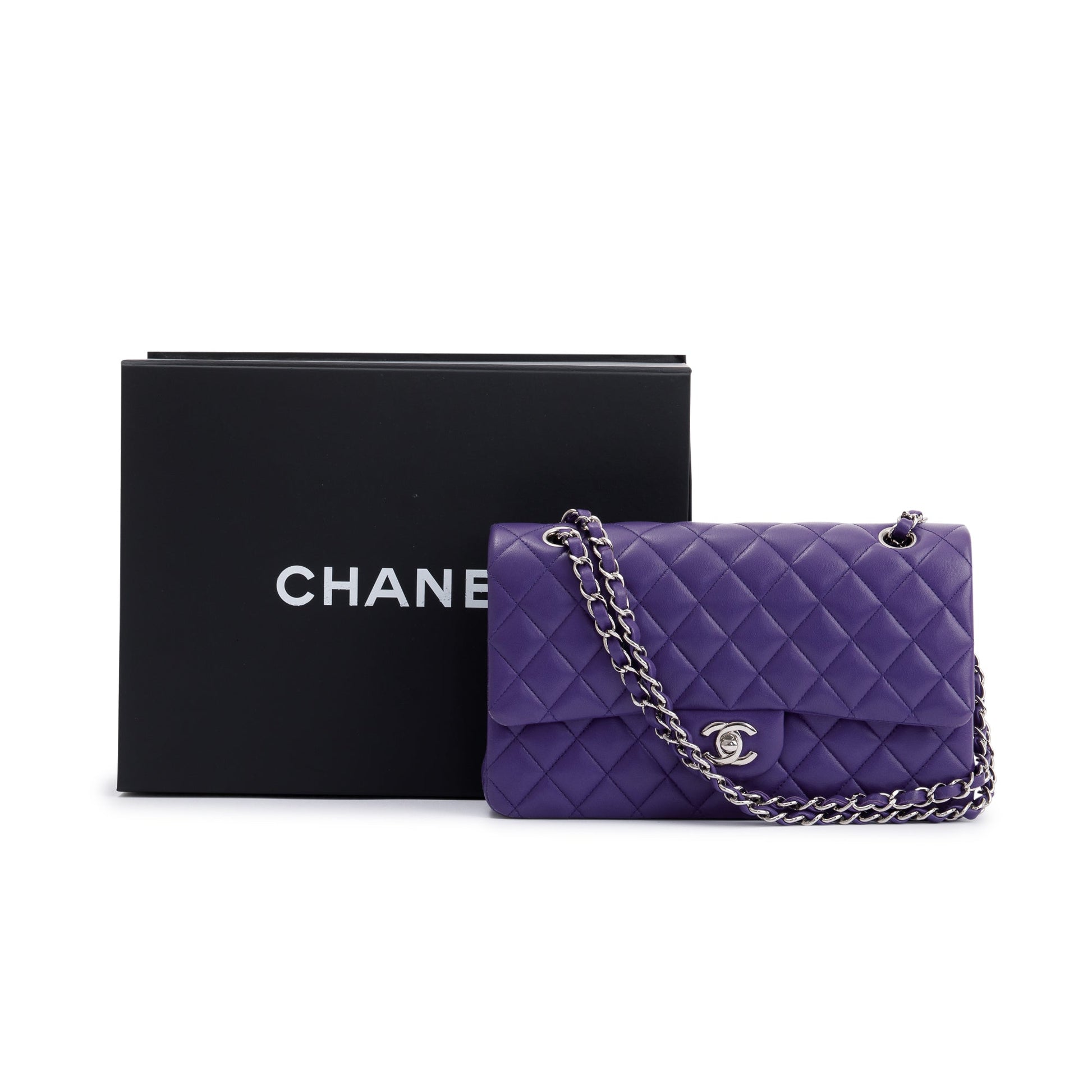 Chanel Purple Classic Double Flap Travel Bag