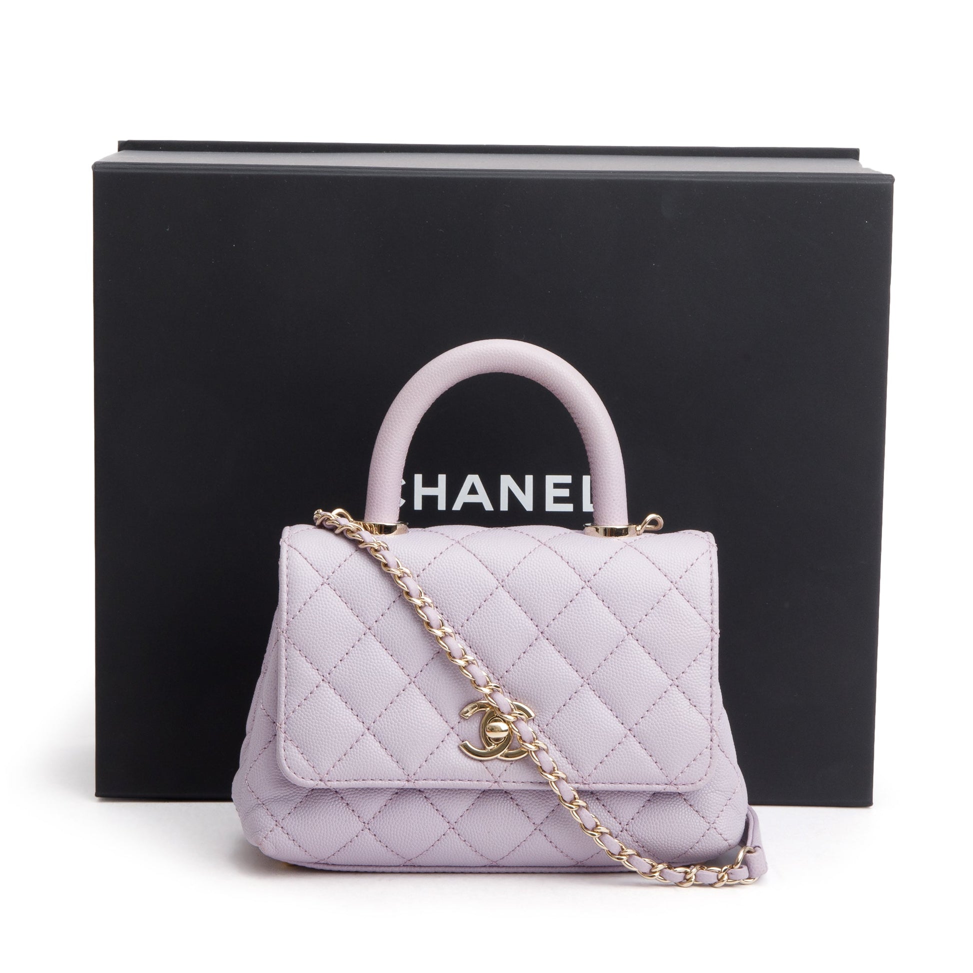 Chanel Purple Quilted Caviar Coco Top Leather Travel Bag