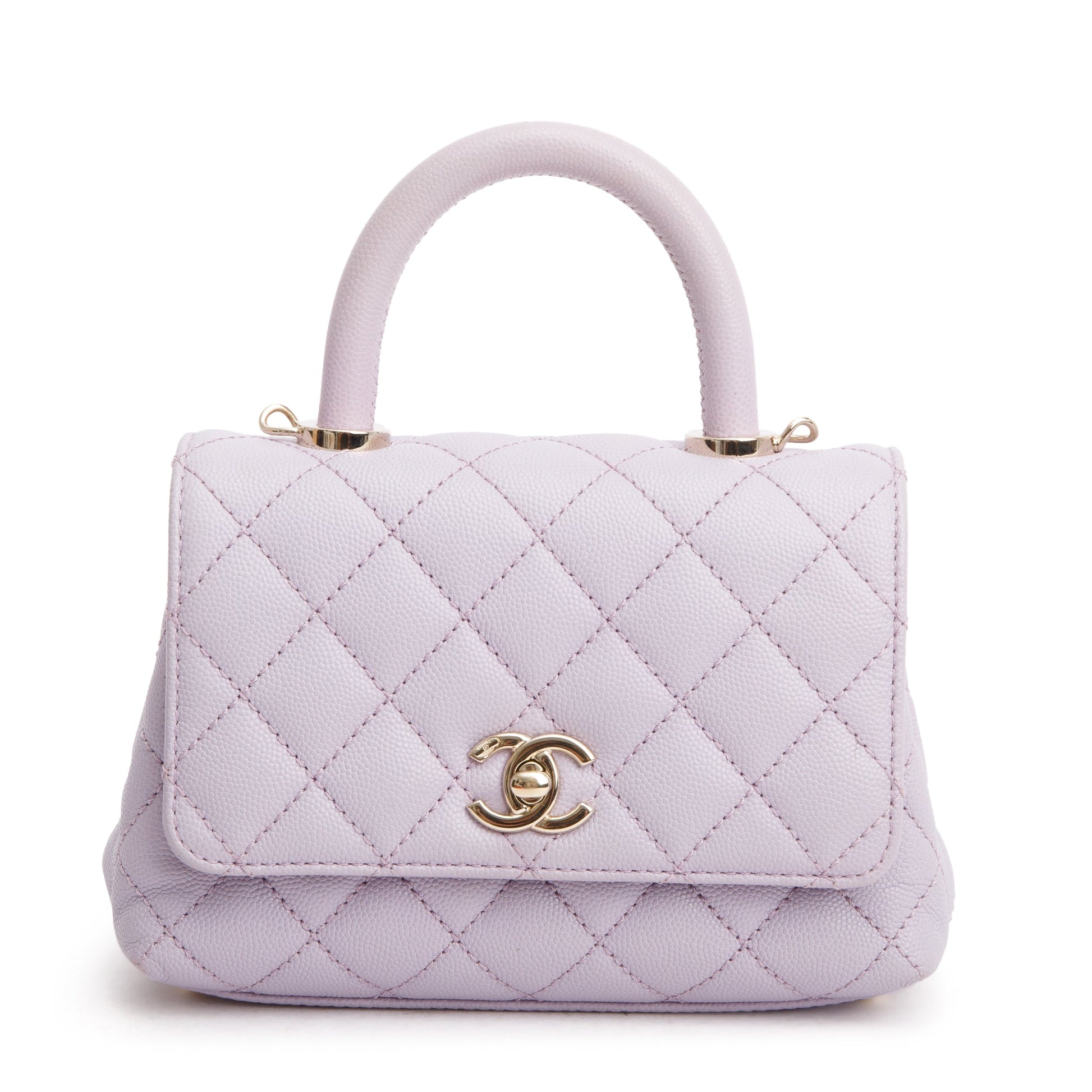 Chanel Purple Quilted Caviar Coco Top Leather Travel Bag