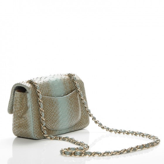 Chanel PYTHON CLASSIC DOUBLE FLAP Shoulder Bag