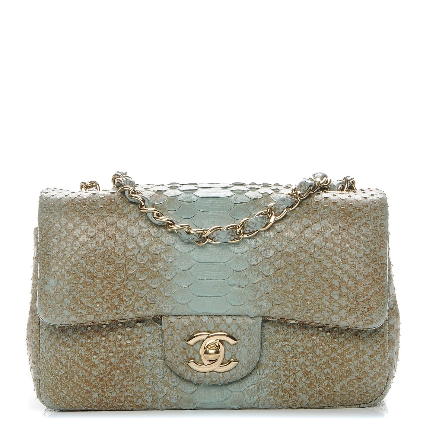 Chanel PYTHON CLASSIC DOUBLE FLAP Shoulder Bag