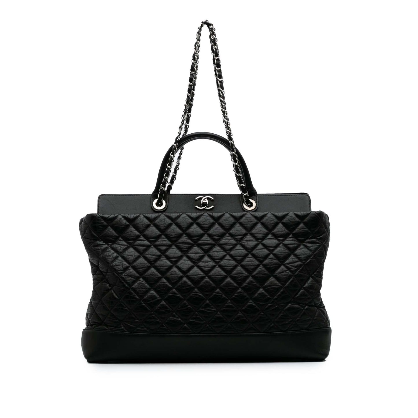 Chanel Quilted Aged Calfskin Be CC Shopper Tote Bag