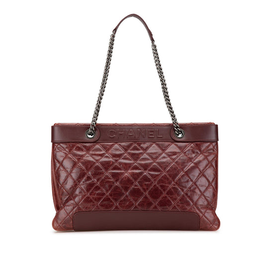 Chanel Quilted Aged Calfskin East West Tote Bag
