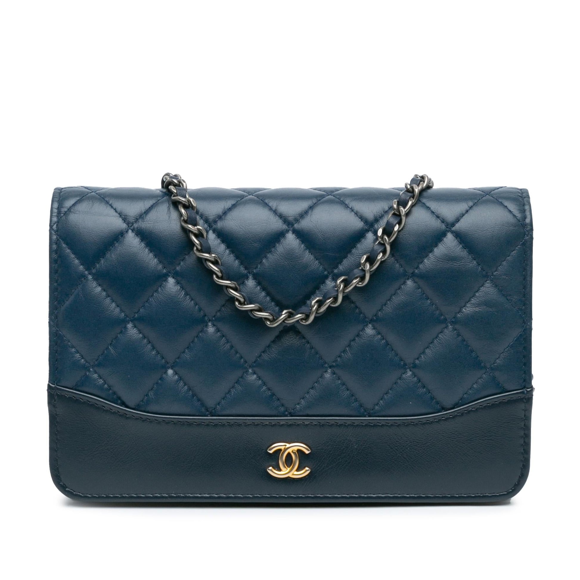 Chanel Quilted Aged Calfskin Gabrielle On Wallet Case