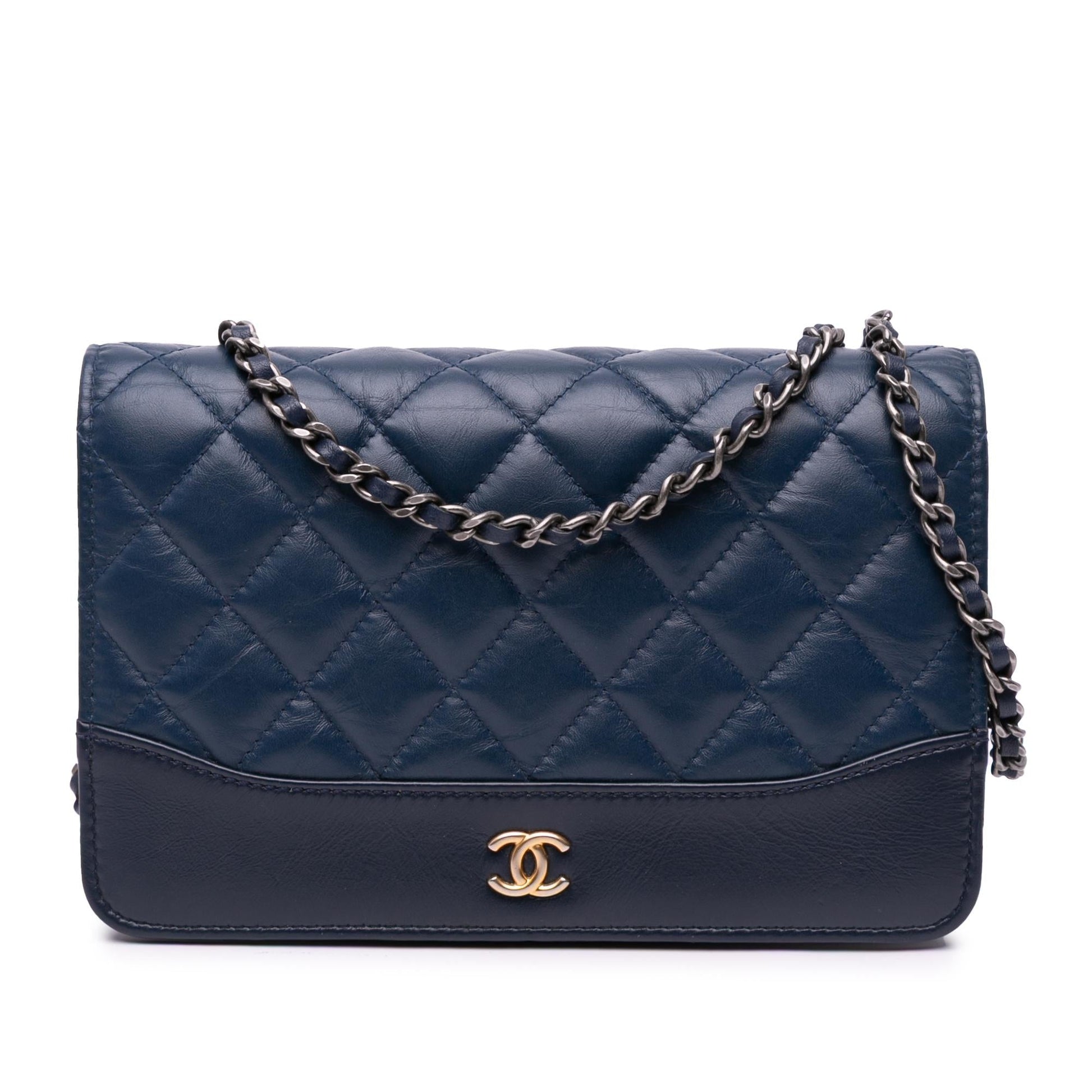 Chanel Quilted Aged Calfskin Gabrielle On Wallet Case On Chain