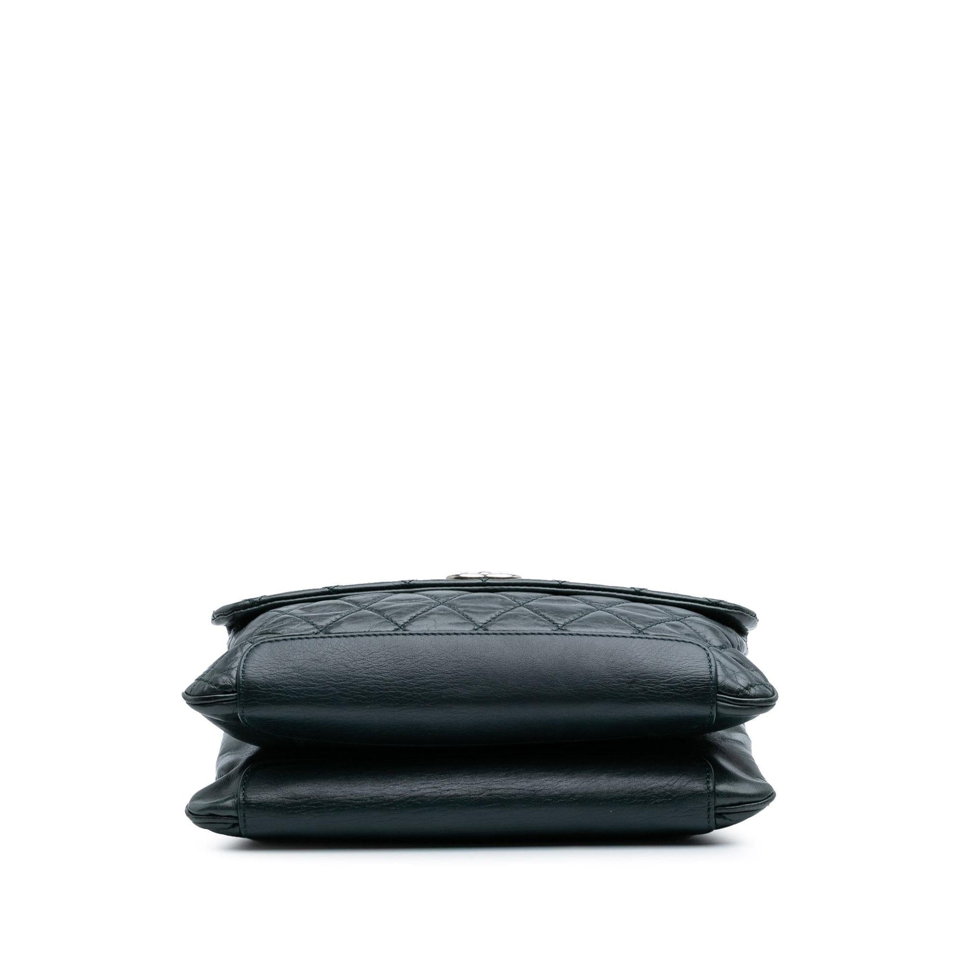 Chanel Quilted Aged Calfskin Logo Accordion Flap Handbag