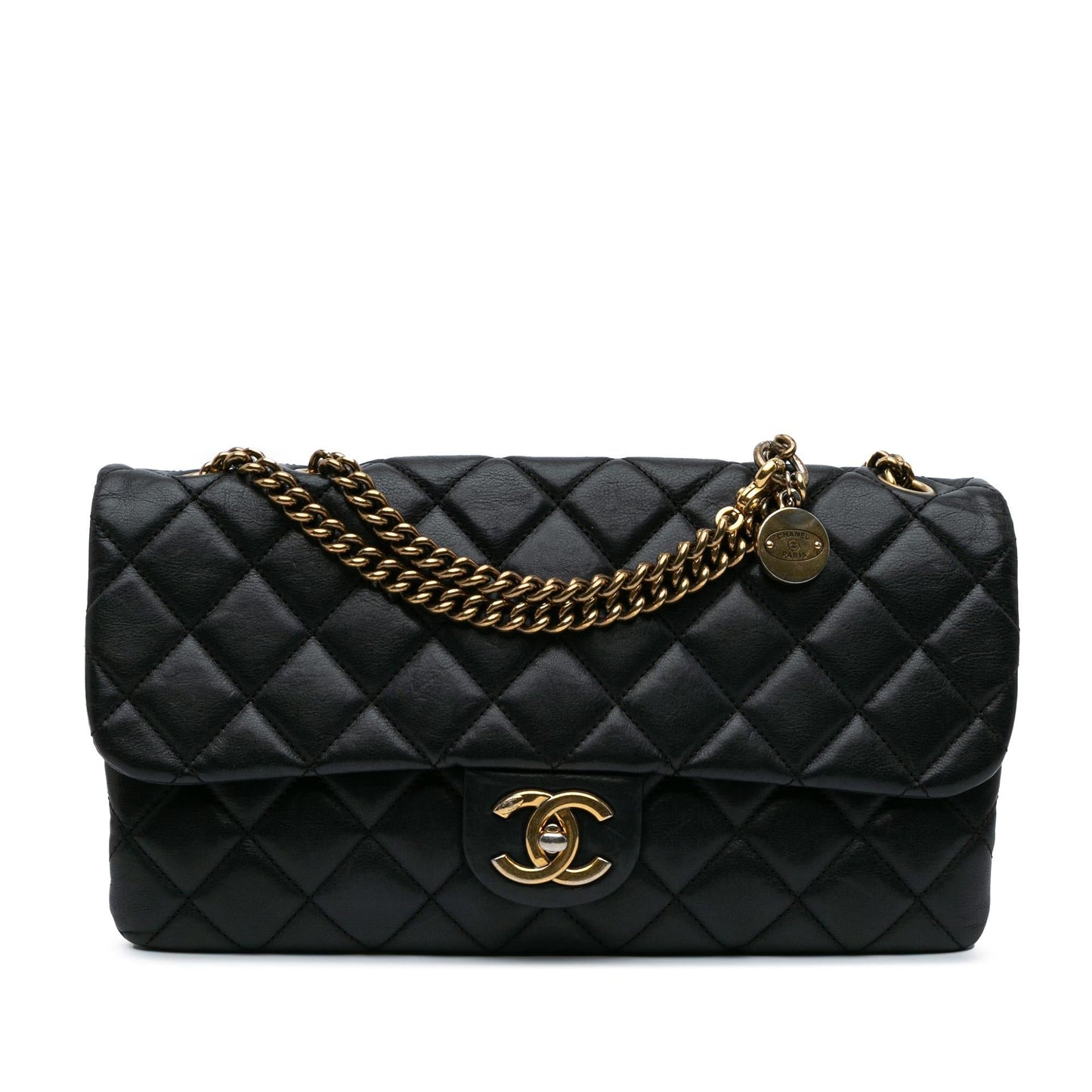 Chanel Quilted Calfskin CC Crown Flap Handbag
