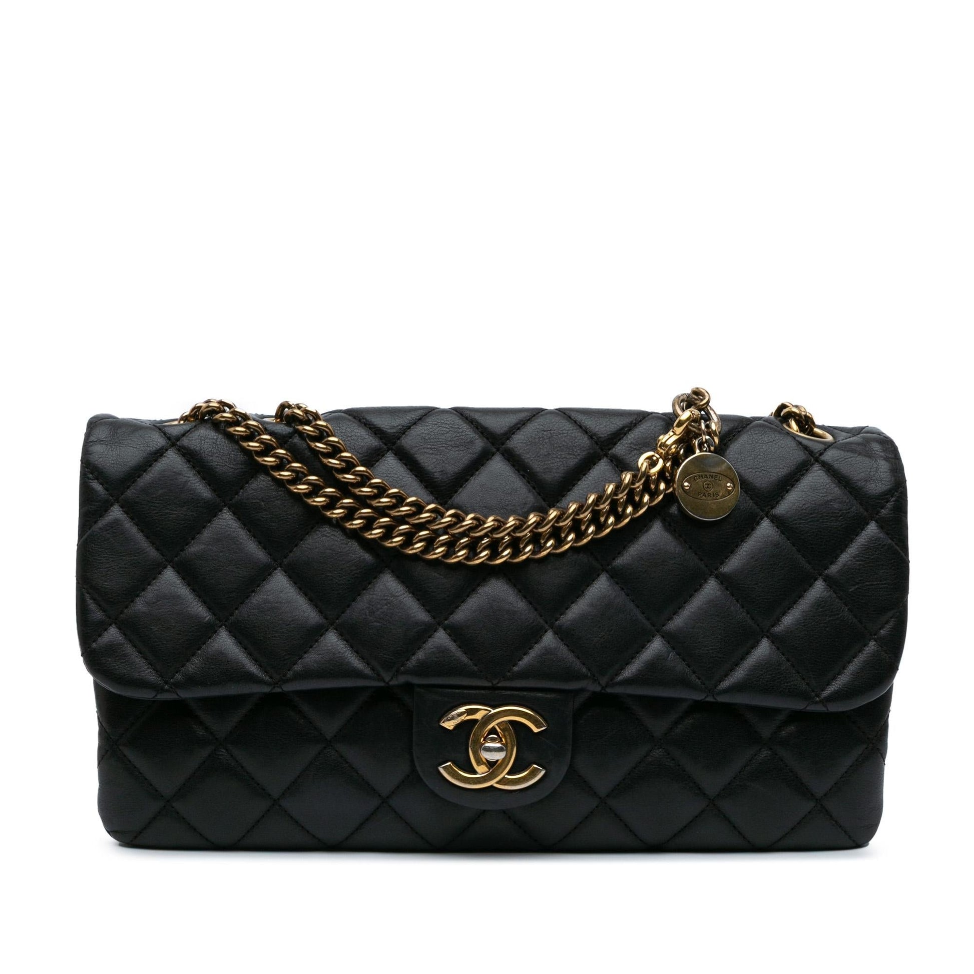 Chanel Quilted Calfskin CC Crown Flap Handbag