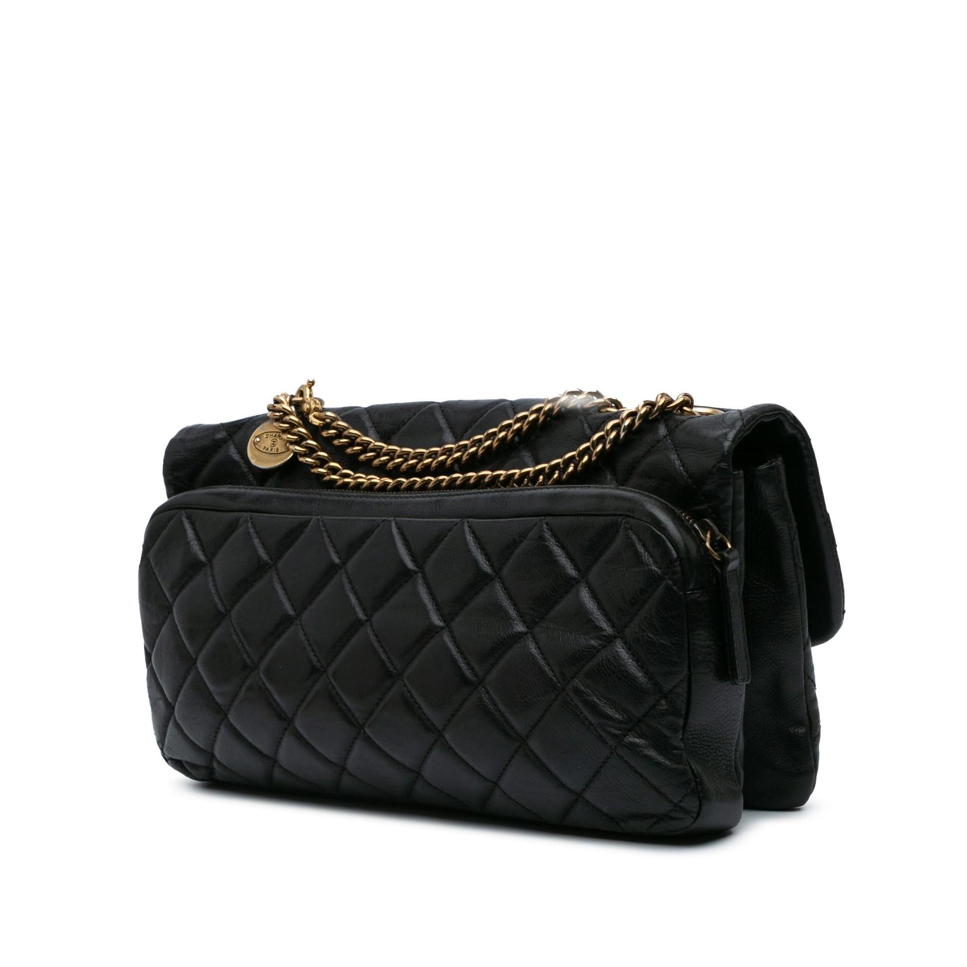 Chanel Quilted Calfskin Cc Crown Flap Bag