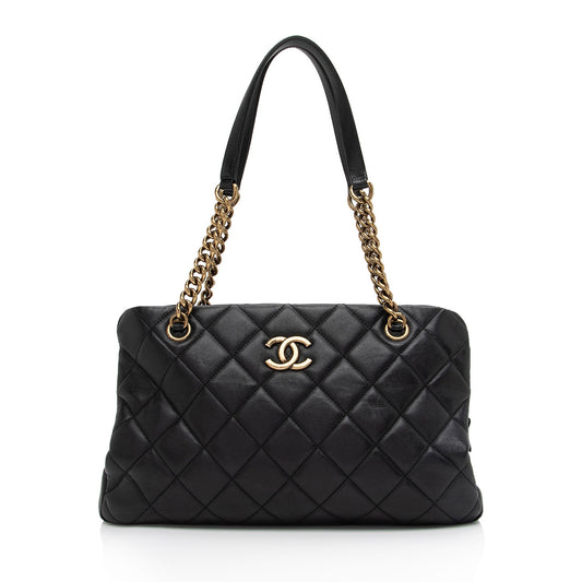 Chanel Quilted Calfskin CC Crown SHF-bToVAu Small Tote Bag