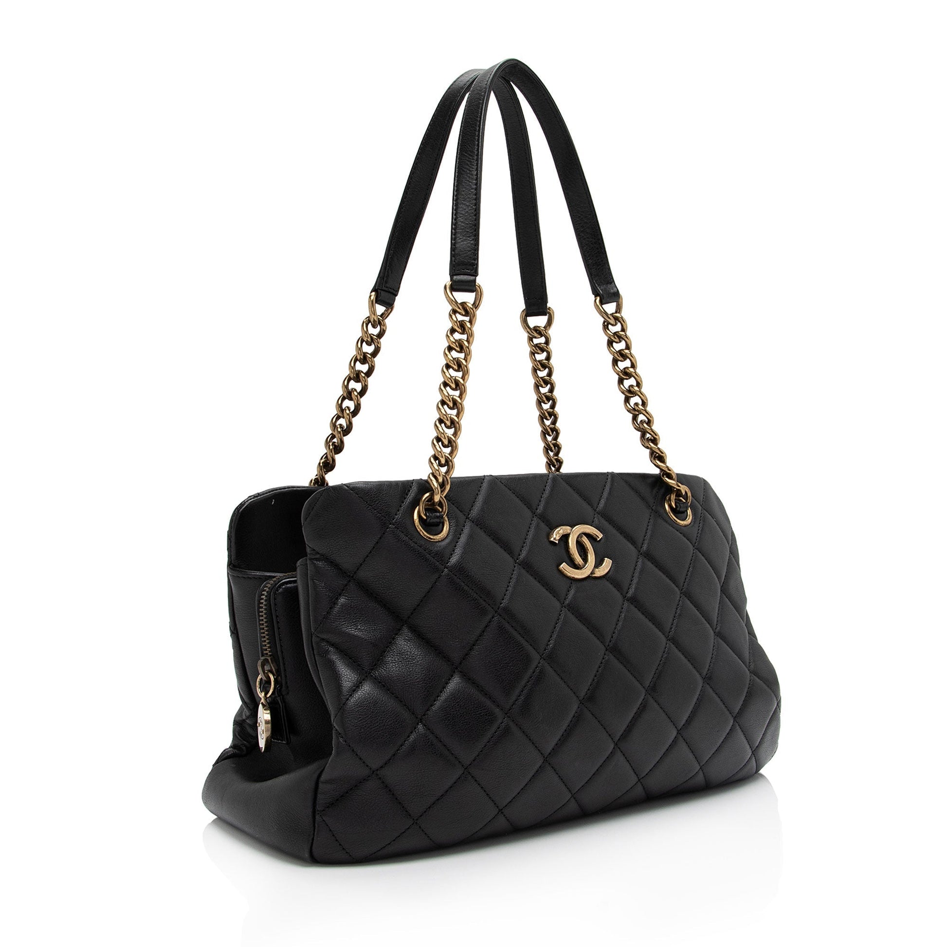 Chanel Quilted Calfskin CC Crown SHF-bToVAu Small Tote Bag