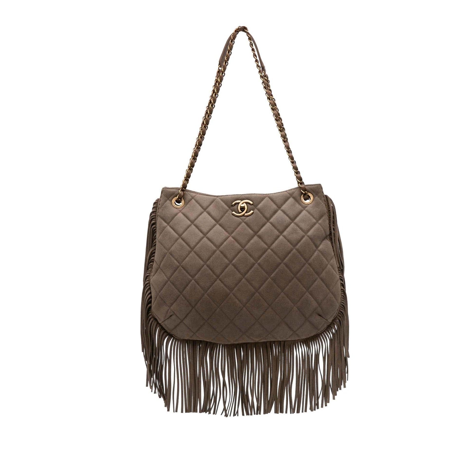 Chanel Quilted Calfskin Into Fringe Hobo Jewelry