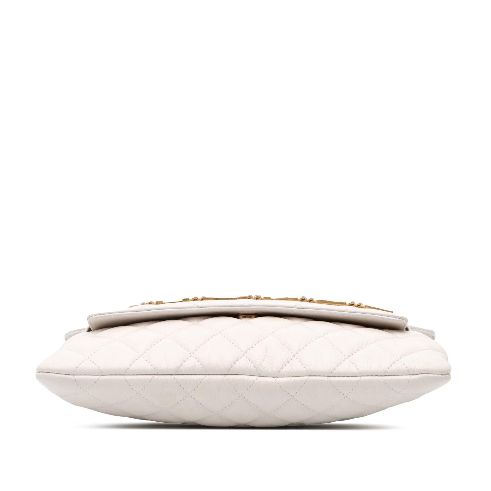 Chanel Quilted Calfskin Logo Enchained Clutch Bag