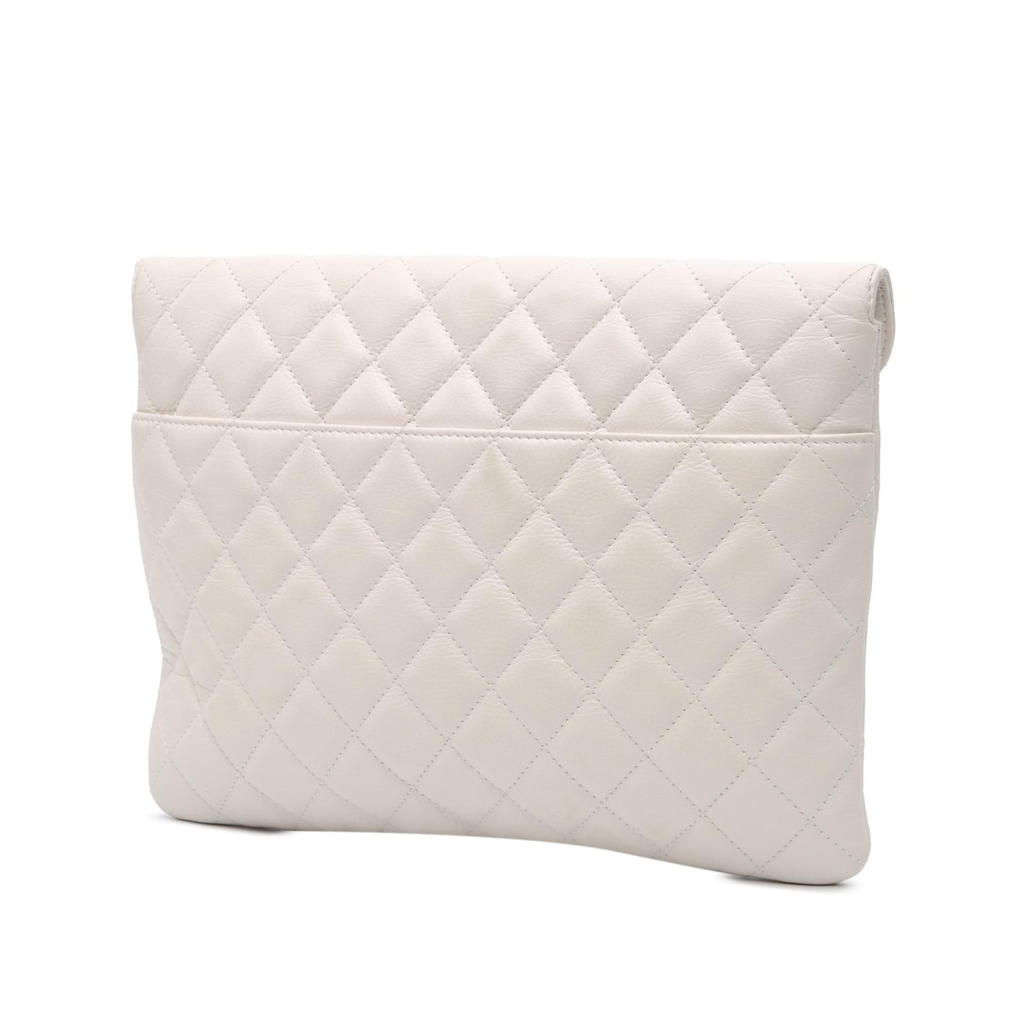 Chanel Quilted Calfskin Logo Enchained Clutch Bag