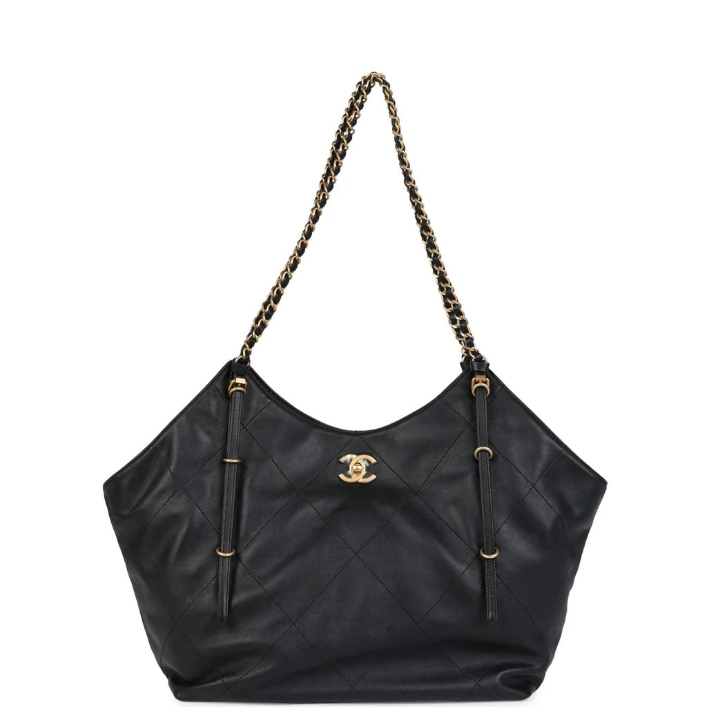 Chanel Quilted Calfskin Maxi Hobo Tote Bag
