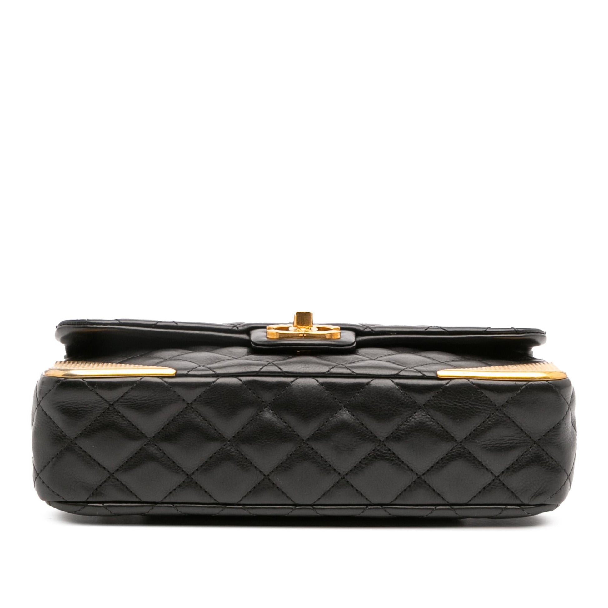Chanel Quilted Calfskin Rock Corner Flap Handbag