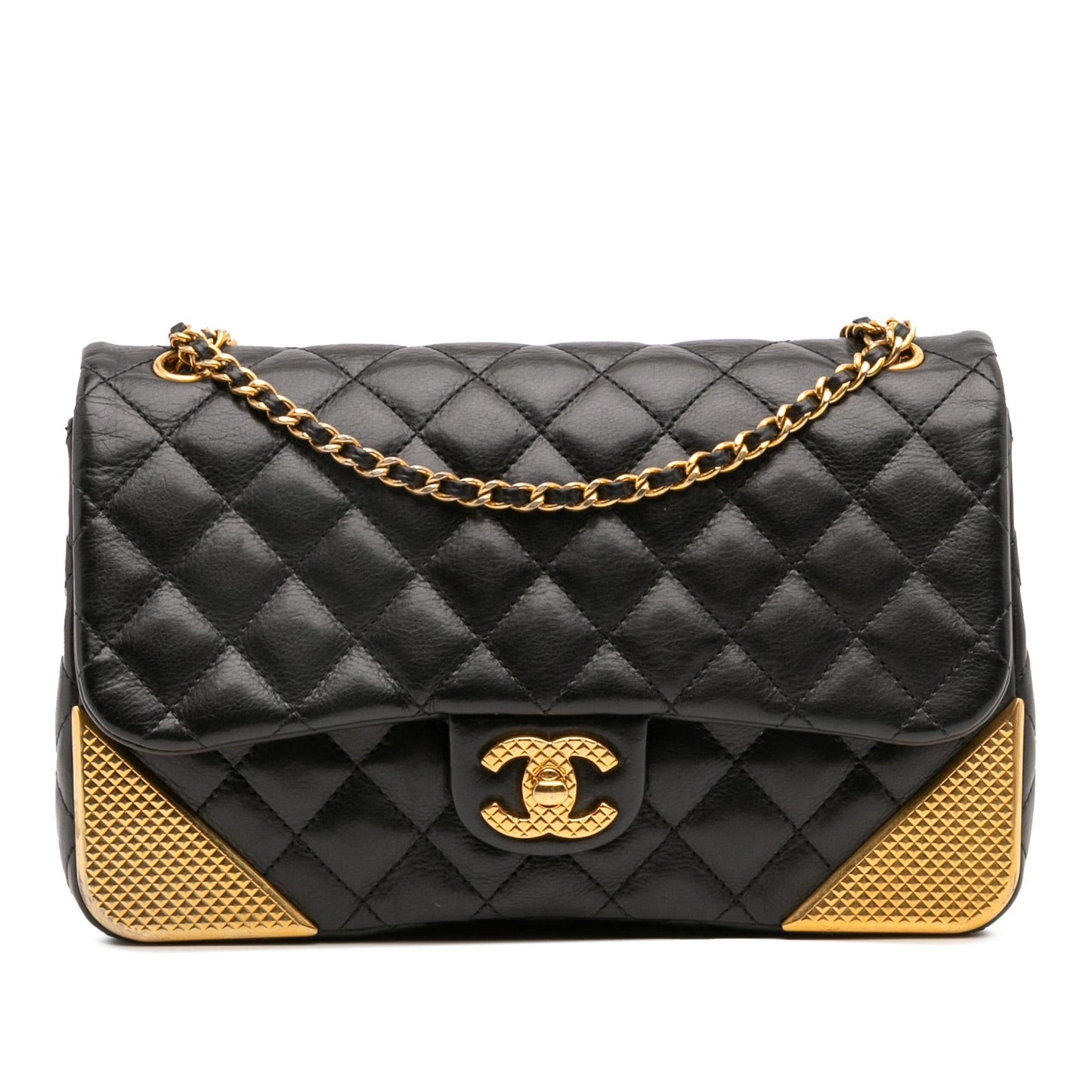 Chanel Quilted Calfskin Rock Corner Flap Handbag