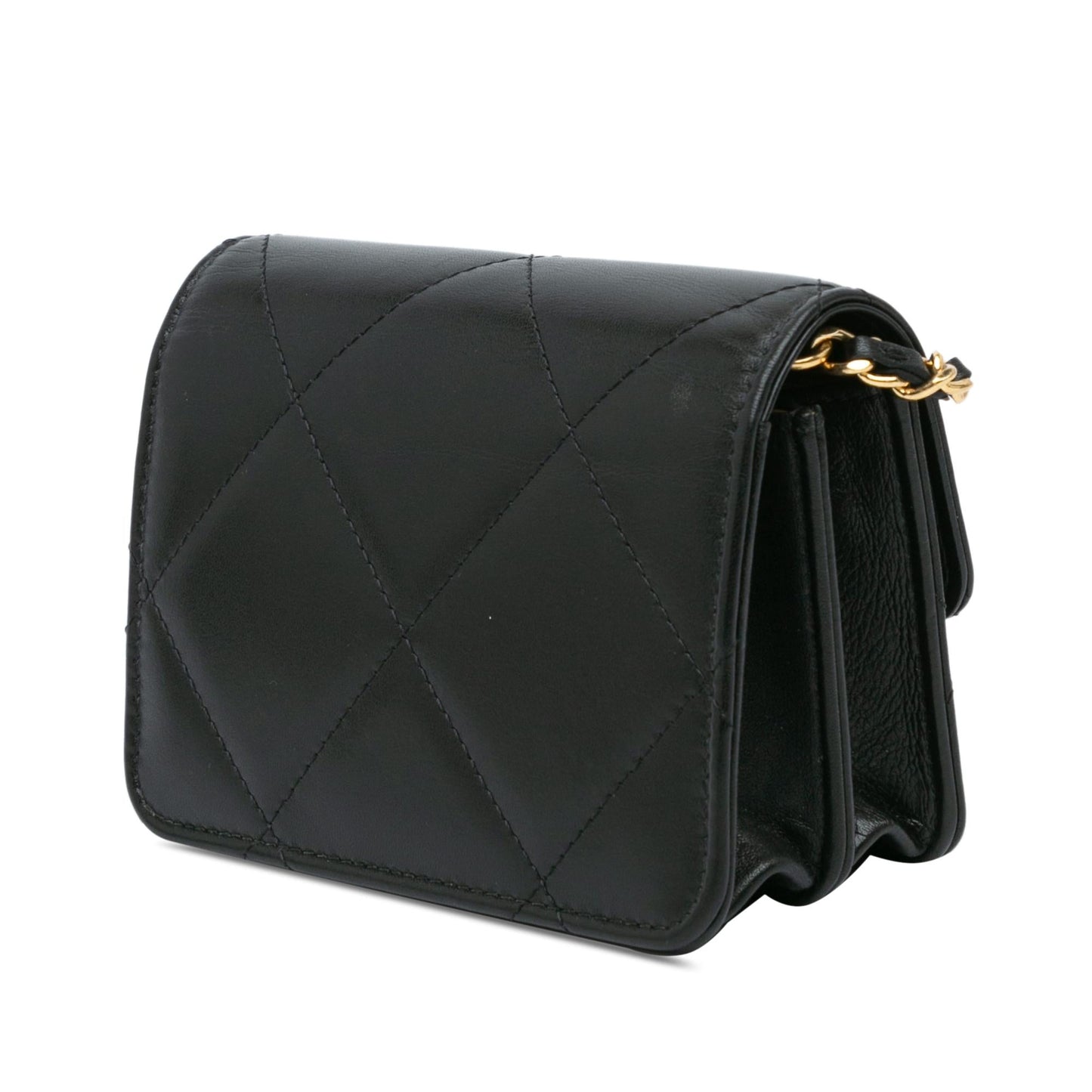 Chanel Quilted Calfskin Strass Card Holder on Chain Handbag