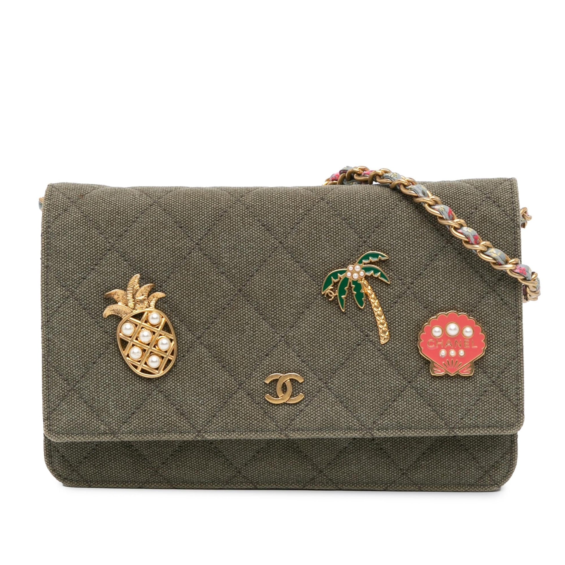 Chanel Quilted Coco Cuba Charms On Canvas Key Chain