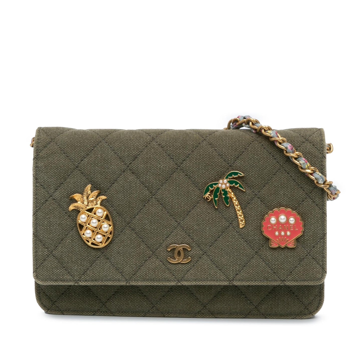 Chanel Quilted Coco Cuba Charms On Canvas Key Chain Shg Hg5Mio