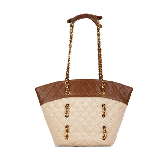Chanel Quilted Lambskin SHG-Tg66mu Canvas Tote Bag