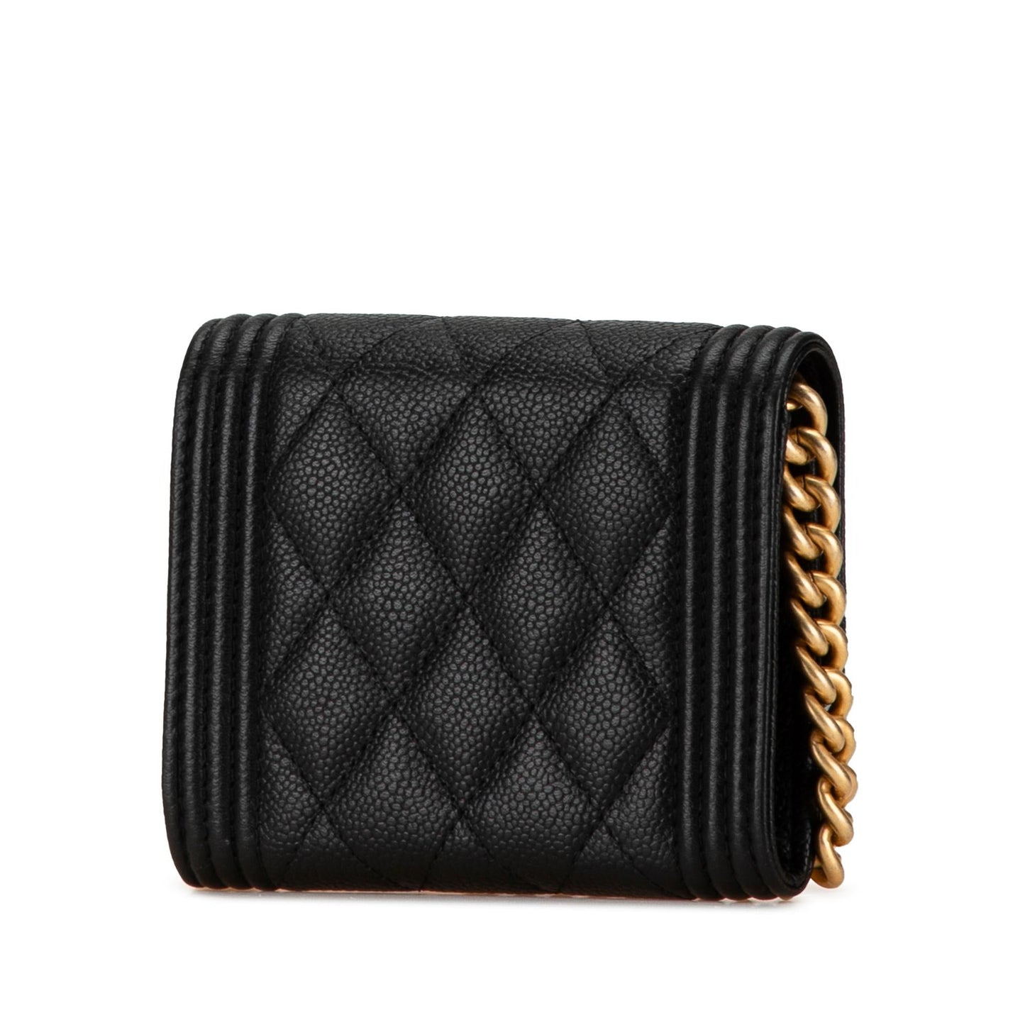 Chanel Quilted Caviar Boy Card Holder with Chain Handbag