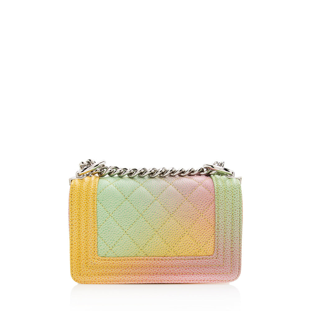 Chanel Quilted Caviar Rainbow Paris-Cuba Boy - Small Leather Mini Bag