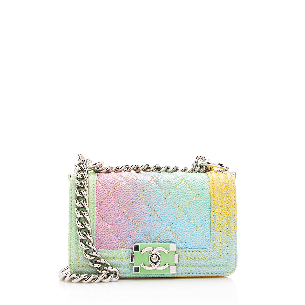 Chanel Quilted Caviar Rainbow Paris-Cuba Boy - Small Leather Mini Bag