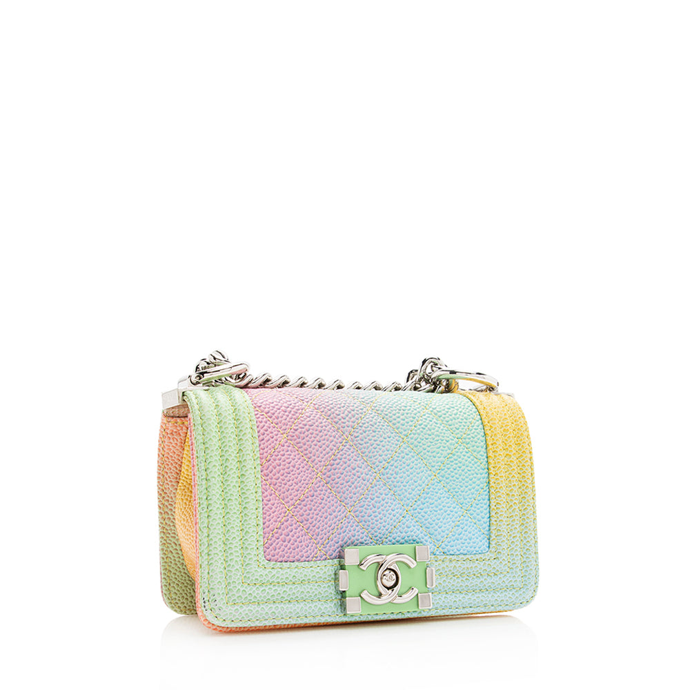 Chanel Quilted Caviar Rainbow Paris-Cuba Boy - Small Leather Mini Bag